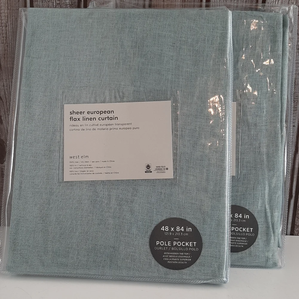 *West Elm Sheer European Flax Linen Pole Pocket Panels 84